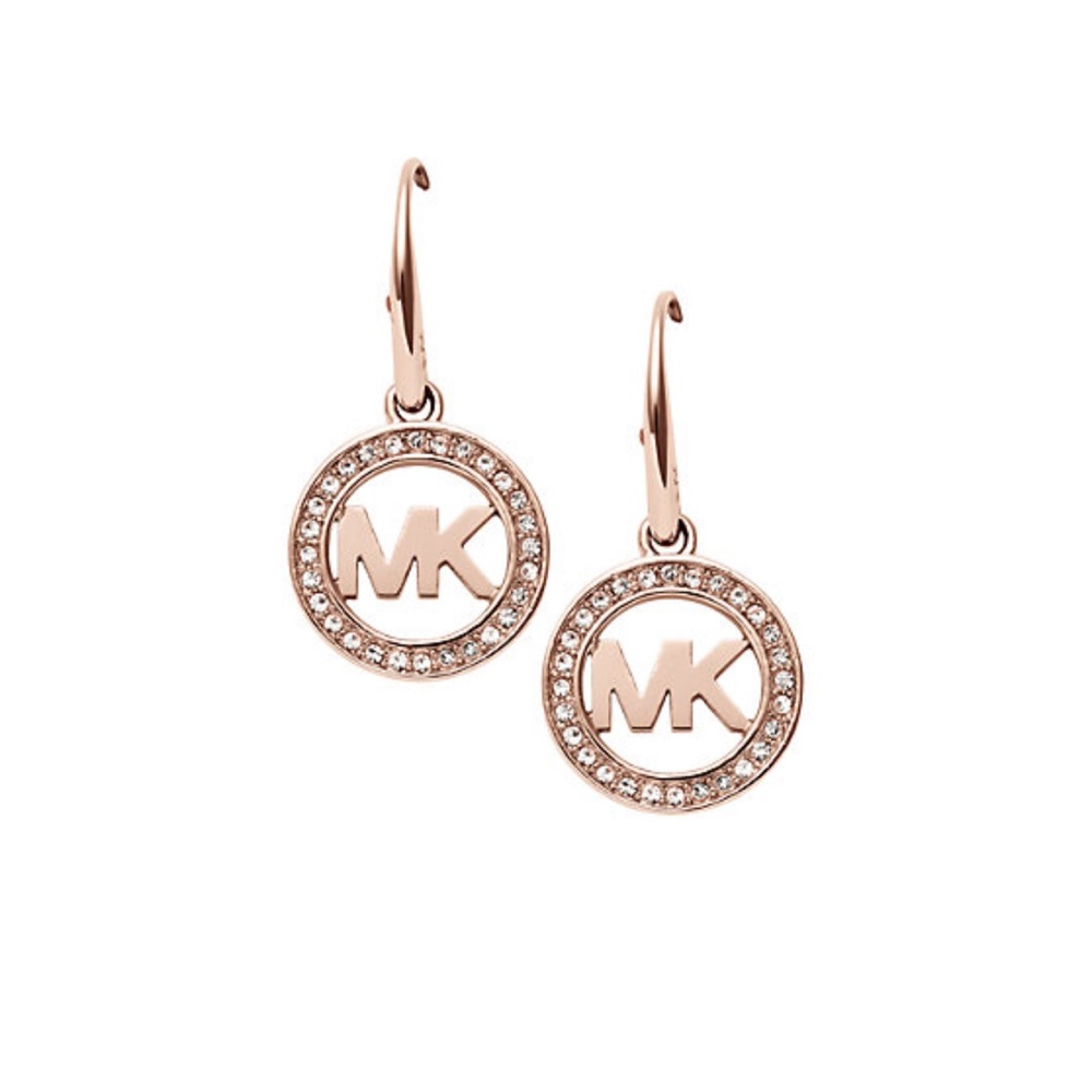 Michael Kors Rose Gold Circle Logo Earrings ✨brand new ✨ - Picture 1 of 7
